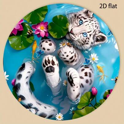 1 PC 2D Flat White Leopard Refrigerator Sticker, Vivid 2D Flat Decoration, Bright Circular Acrylic Decoration, Suitable For Refrigerator, Home And Office Decoration, Whiteboard, Perfect Holiday Gift, Cute Magnet, Suitable For All Seasons, 11 Holidays