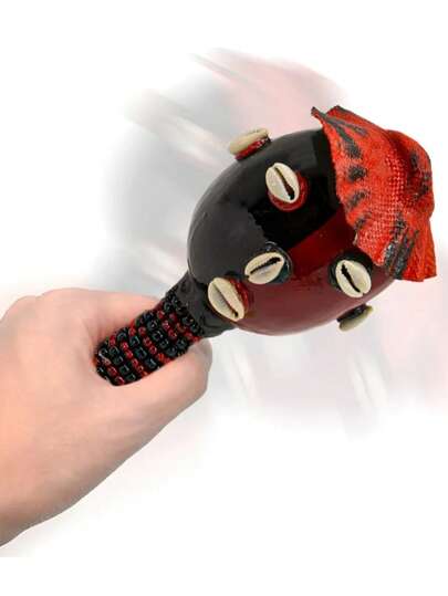 Maraca Artesanal Decorativa De Percusión, Sonaja Tradicional Pintada A Mano Estilo Folclórico - Tarot Félix