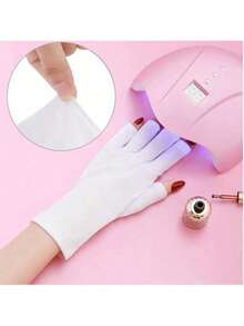 Găng tay bảo vệ móng tay hở ngón UPF40+, thích hợp cho đèn LED/tia UV, bảo vệ da khỏi tia UV khi hoạt động ngoài trời dành cho nữ. Găng tay được làm từ chất liệu cao cấp: Vải polyester được chọn lọc không dễ bị xù lông hay mắc sợi, thoáng khí, thoải mái, có độ đàn hồi cao, không bó sát và nhẹ. - trắng - Xem 2