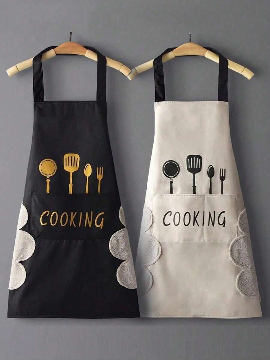 An Adjustable Cooking Apron With Pockets, Waterproof And Oil-Resistant, Suitable For Cooking And Chefs, Unisex Design, Simple And Elegant Cooking Apron. - Multicolor - View 1
