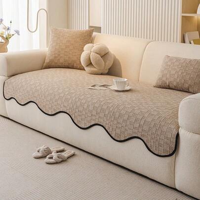 1 件装优雅米色花卉纹理沙发套，简约风格沙发套，适合现代家居，精致设计，打造优雅客厅外观