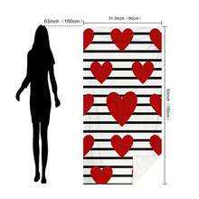 1pc Heart Striped Printed Ultra-Soft Microfiber Beach Towel, Available In Multiple Sizes Beach Blanket, Lightweight, Suitable For Swimming, Camping, Sports, Beach Or Gym - Heart Stripes - View 11