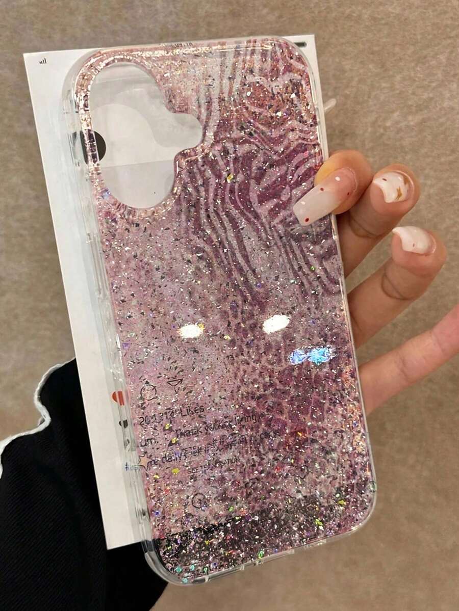 Luxury Leopard Pattern Gradient Glitter IMD Floral Painted Shockproof Phone Case Compatible With IPhone 17ProMax 17Pro 17 16ProMax 16 15 14 13 Pro Max Glossy Protection Back Cover - Multicolor - View 1