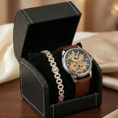 Hộp đựng đồng hồ đơn bằng da màu đen tối giản, đường chỉ khâu tương phản màu trắng, hộp đựng đồng hồ sang trọng, di động, hộp du lịch, hộp đựng trang sức, giá đỡ trưng bày đồng hồ thanh lịch với lớp đệm mềm, hộp quà chống bụi, thích hợp làm quà tặng Ngày của Mẹ, Ngày của Cha, Giáng sinh và sinh nhật.