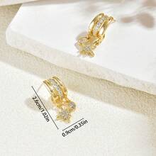 2 đôi bông tai nữ bằng vàng bạc đính đá Zirconia hình ngôi sao tám cánh, thích hợp cho các dịp hàng ngày, tiệc tùng, hẹn hò, lễ hội. - Nhiều màu - Xem 2