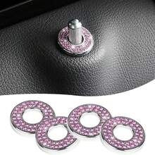 4pcs Shiny Car Door Lock Cover, Rhinestone Pull Rod Bolt Decorative Sticker, Shiny Car Accessories For Women, Compatible With A/B/C/D/E Class Door & Window Lock Modification - Menti - View 2