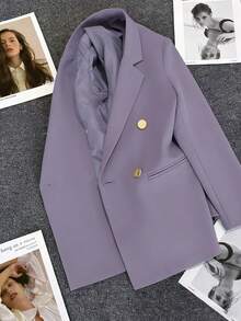Áo blazer nữ tay dài cổ bẻ màu trơn, kiểu dáng thường ngày, thích hợp cho các buổi hẹn hò, tiệc tùng, đám cưới và các dịp lễ hội mùa xuân. - Khoai môn tím - Xem 5