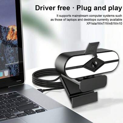 Cámara en vivo de belleza de alta definición 2K, con conexión USB plug-and-play, micrófono incorporado, adecuada para computadoras, portátiles, clases en línea y reuniones.