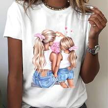 Mother'S Day - Short Sleeve Visual 1 - Circle Orientation - 6037 1pc T-Shirt & 2026 Mother's Day Women's T-Shirt & Mother's Day T-Shirt - White - View 1