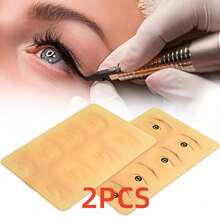 DQFART Bộ 1/2/3/6 miếng dụng cụ luyện tập kẻ lông mày và kẻ mắt 3D mô phỏng da thật, làm bằng cao su silicon, phù hợp cho người mới bắt đầu trang điểm và nghệ sĩ chuyên nghiệp luyện tập. - Xem 8