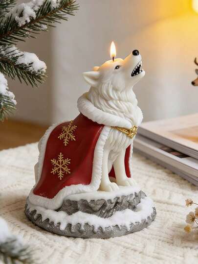 1 khuôn silicon làm nến thơm hình sói tuyết, tự làm đồ thủ công mỹ nghệ bằng nhựa thạch cao, vật trang trí nhà cửa hình động vật và quà tặng thủ công sáng tạo.