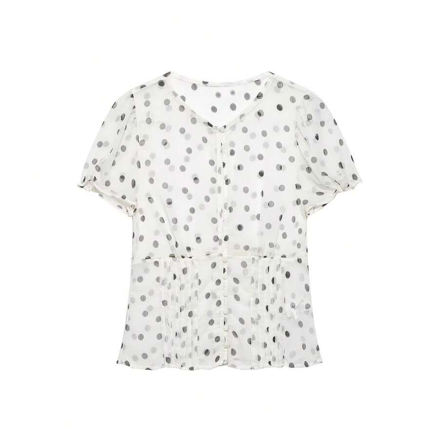 Blusa casual de gasa transparente de moda para mujer, nueva colección de verano DEEKA - lunares - Ver 1