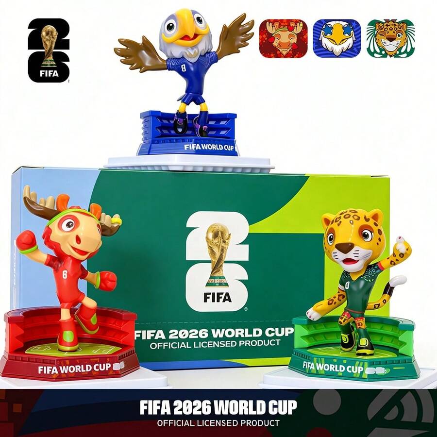 FIFA 【官方授权】2026世界杯吉祥物系列人偶（加拿大枫叶、墨西哥扎尤、美国克拉奇，6厘米/2.36英寸，3个/套）足球玩偶收藏品，球迷纪念品 6QCB