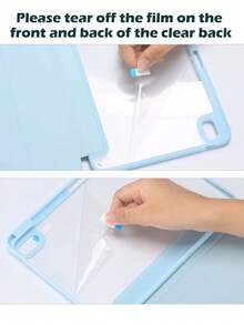Funda protectora plegable de silicona con ranura para lápiz, a prueba de golpes, adecuada para iPad - Azul claro - Celeste - Ver 3