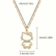 SANRIO 1件Hello Kitty项链 - 可爱卡通创意设计，镀金/镀银闪亮吊坠镶嵌水钻，优雅女士颈链，适合日常佩戴和派对，完美的情人节礼物，猫咪饰品，休闲风格 - 多色 - 查看 4