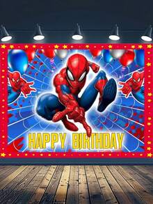 Marvel 75*95厘米生日派对装饰背景布，生日摄影横幅，涤纶纤维派对背景，复仇者联盟纸盘装饰，超级英雄桌布和餐具生日派对用品 - 多色 - 查看 14