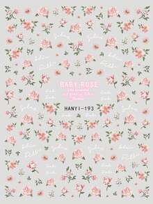 1 Stück Vintage rosa blühende Rose 2D Nail Art Aufkleber, selbstklebende Nageldekoration Nagelaufkleber - Graublau - Übersicht 3