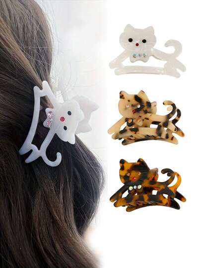 1 Kẹp tóc mini (6 cm) hình móng vuốt mèo rỗng bằng acetate nhiều màu sắc dành cho nữ, đính đá lấp lánh, trang trí móng vuốt hoạt hình dễ thương, kẹp tóc phong cách anime ngọt ngào và đáng yêu, nhiều kiểu dáng để lựa chọn, phù hợp cho nhiều dịp, mọi mùa, có thể dùng khi đi làm, cosplay, trang trí, dự tiệc, một món quà lý tưởng cho bạn bè và gia đình. Kẹp tóc, ghim cài tóc, kẹp tóc, kẹp móng vuốt, kẹp tóc mùa thu/đông, phụ kiện tóc cho trang phục ngày lễ của nữ.