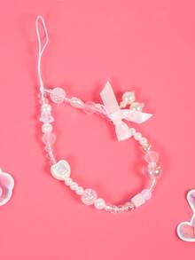 Dây đeo điện thoại nữ phong cách INS chính hãng, ngọt ngào và sang trọng, dây đeo máy ảnh CCD, mặt dây chuyền đính hạt hình trái tim ngẫu nhiên. - trắng - Xem 3