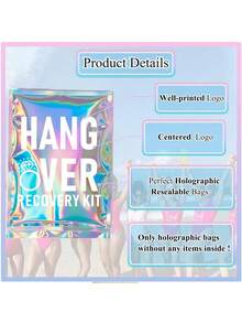 20/1 pieza Bolsa de PVC para Resaca, Bolsa de Kit de Recuperación de Resaca, Kit de Autocuidado, Bolsa Holográfica Resellable Preimpresa, Bolsa de Regalo para Resaca Favor de Fiesta Adecuada para Regalo de Novia de Boda, Bolsa de Recuperación de Supervivencia de Fiesta de Despedida de Soltera Láser, Regalo de Fiesta de Boda para Dama de Honor Cumpleaños Fiesta de Boda, Sin Electricidad Requerida, Adecuada para Favores de Fiesta de Despedida de Soltera, Regalo de Bienvenida de Boda, Kit de Resaca de Cumpleaños, Dama de Honor, Suministros de Fiesta de Despedida de Soltera - Multicolor - Ver 7