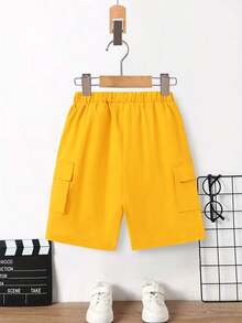 2pcs/Set Boys' Summer Outfit, Round Neck Short Sleeve T-Shirt And Shorts, Funny English Letter Print, New Comfortable Summer Set - Navy Blue - View 6