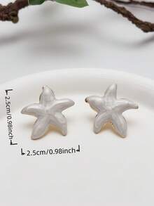 1 Pair Women's Fashionable And Fresh Ocean-Themed Star-Shaped Earrings. Ideal For A Fresh, Vacation, Or Girly Look. Perfect For Summer And Beach Vacations. Easter Gift. Mother's Day Gift. - Starfish - View 2