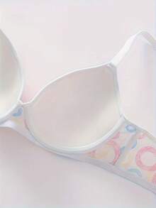 3pcs Women's Comfortable Printed Adjustable Strap Bras With Underwire - Multicolor - View 7