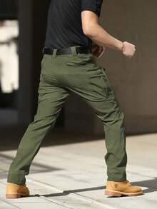 Men's Tactical Pants With Multiple Pockets, Multi-Pocket Design For Hiking & Outdoor Adventures, Camping Gear - 綠色 - 查看 7