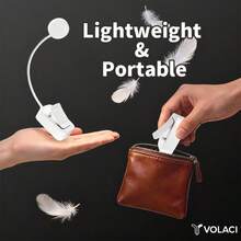 VOLACI 4LED Eye-Care Clip-On Book Light, Rechargeable 3-Color Dimmable Desk Lamp, Stepless Dimming Portable Reading Light, Bedside Reading Lamp (Battery Not Included) - White - View 10