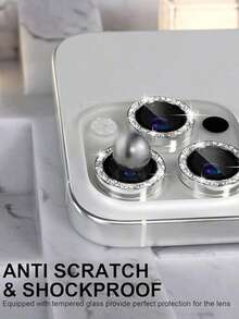 Camera Lens Protector, Compatible With IPhone 17/16/15/11/12/13/14, 15/11/12/13/14 Plus, Tempered Glass Metal Ring Cover, HD Clear - Silver - View 4