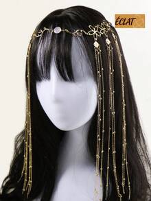 Light Luxury Sophisticated Tassel Charm Flower Decor Hair Clip With Chain Party Bow Carnival Head Jewelry Head Pieces For Women Wedding Hair Accessories Bride To Be U3QE - 金子 - 查看 4