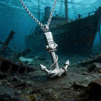 Dây chuyền đựng tro cốt hình mỏ neo, dây chuyền đựng tro cốt bằng bạc cho nam và nữ, dây chuyền hỏa táng bằng thép không gỉ cho tro cốt người thân, hộp đựng tro cốt tưởng niệm.