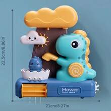 EKU Dinosaur Bath Toys For Kids Toddlers Age 18months+ Interactive Floating Sea Animal Dice Mold Free Fishing Game Water Play Bath Time Bathtub Storage Bag Girl Boy Baby Infant - 藍色 - 查看 3