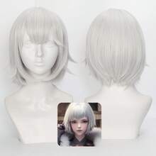 Yewell 12英寸角色扮演假发 日常系列日式角色扮演头饰系列 多风格卡通动漫演绎 适合私人派对 日常角色扮演 万圣节 - 銀色 - 查看 1