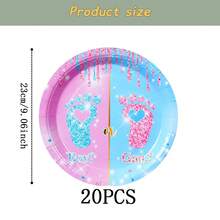 性别印记一次性餐具套装，7/9英寸派对餐盘，一次性纸盘、纸杯、餐巾纸，适用于节日、婚礼、订婚、生日、派对、庆典等场合。 - 多色 - 查看 14