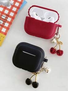 1pc Pro 3 2025 Soft Silicone Protective Case, Suitable For AirPods Pro 2/3/4, 1/2/Pro, With Cherry Pendant - Multicolor - View 5