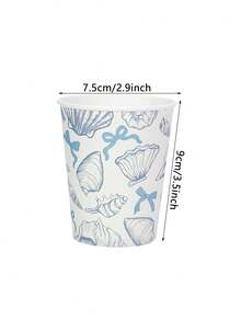 6pcs/12pcs/24pcs Coastal Seashell Themed Paper Cups, Disposable Beverage Cups Party Supplies, Ideal For Water, Juice, Cocktails, Perfect For Beach Weddings, Bridal Showers, Engagement Parties Birthday & Nautical Event Table Decorations - cốc giấy - Xem 2