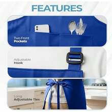 Utopia Kitchen 4 Pack Bib Apron Adjustable With 2 Pockets, Water And Oil Resistant, Cooking Kitchen Chef Apron For Women Men - Bộ 4 chai màu xanh dương - Xem 4