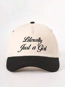 1pc Embroidered "Just A Girl" Colorblock Baseball Cap, Adjustable Casual Sun Hat For Spring/Autumn Travel, Versatile Sunscreen Hat, Y2K Style For Young Adults - 棒球帽 - 查看 2