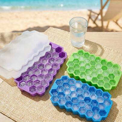 Refrigerator Ice Cube Tray With Lid - 37 Mesh Silicone, Suitable For Small Ice Cube Molds, Easy To Release, Reusable In Storage Boxes Or Ice Buckets, Perfect For Cocktail Bars Or Iced Coffee Glasses.