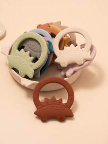 1 pieza Mordedor de silicona para bebé con forma de dinosaurio, adecuado para la dentición, masticación y juego diario de infantes - Multicolor - Ver 6