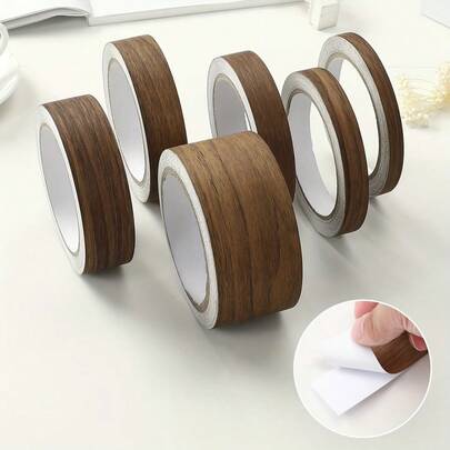 1 pieza 10m Ribete autoadhesivo con textura de madera - Material de PVC reforzado, ribete decorativo para muebles y marcos de puertas de gabinete