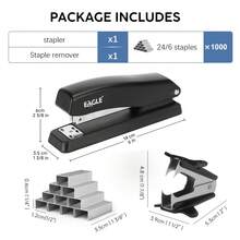 Eagle Grapadora de escritorio con 1000 grapas 24/6 y quitagrapas, puede grapar hasta 10 hojas, grapado continuo, apta para oficina y hogar, color negro - Conjuntos - Ver 2