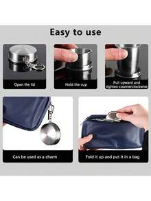 Copo de água portátil mini dobrável em aço inoxidável, com chaveiro, capacidade de 150ml/260ml, ideal para atividades ao ar livre, viagens, camping, caminhadas, escritório, volta às aulas, cozinha, prático para transportar e guardar, utensílio de cozinha, acessório de cozinha, decoração para casa, item essencial para o lar, ótimo presente para mulheres, homens, amigos, familiares e pais. - Multicolorido - Ver 4