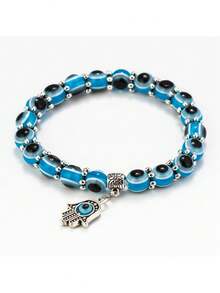 Colourful Evil Eye Bead Bracelets, Bohemian-Style Bracelets, Vintage And Niche Jewellery; Perfect For Everyday Wear, Holiday Fashion Accessories, And As Lucky Gifts. - EY6126BK00 - View 13