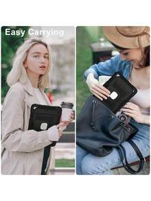 适用于 iPad Air 11 M4/M3/M2 A16 第十代、Mini 6/7 以及 Galaxy Tab A11、A11 Plus、A9 8.7/A9 Plus、S9FE、S10FE、S10 Lite 的平板电脑保护套（不含肩带） - 黑色 - 查看 2