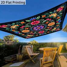 1 Piece Mandala Canopy Sunshade Tent, Suitable For Beach Camping, Lightweight And Portable Outdoor Floral Sunshade, Suitable For Garden Picnics, Backyard Parties (Excluding Stand), 2D Flat Model (Excluding Ropes) - 1PC - 查看 10