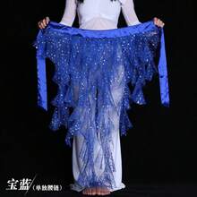 女士连体肚皮舞臀巾腰带裙，带系带流苏下摆波浪裙 - 彩色 - 查看 4