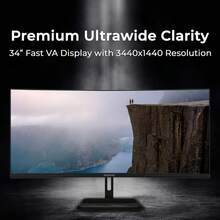 DECO 34 Ultrawide Curved Gaming Monitor, 3440x1440, 180Hz, 1ms, HDR, Adaptive Sync - 查看 3