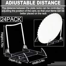 12 soportes de acrílico para placa transparente cable blanco ajustable y caballete de exhibición de acrílico transparente 4.7 pulgadas de alto x 3.8 pulgadas de ancho x 5.3 pulgadas de - Blanco y transparente - Ver 2